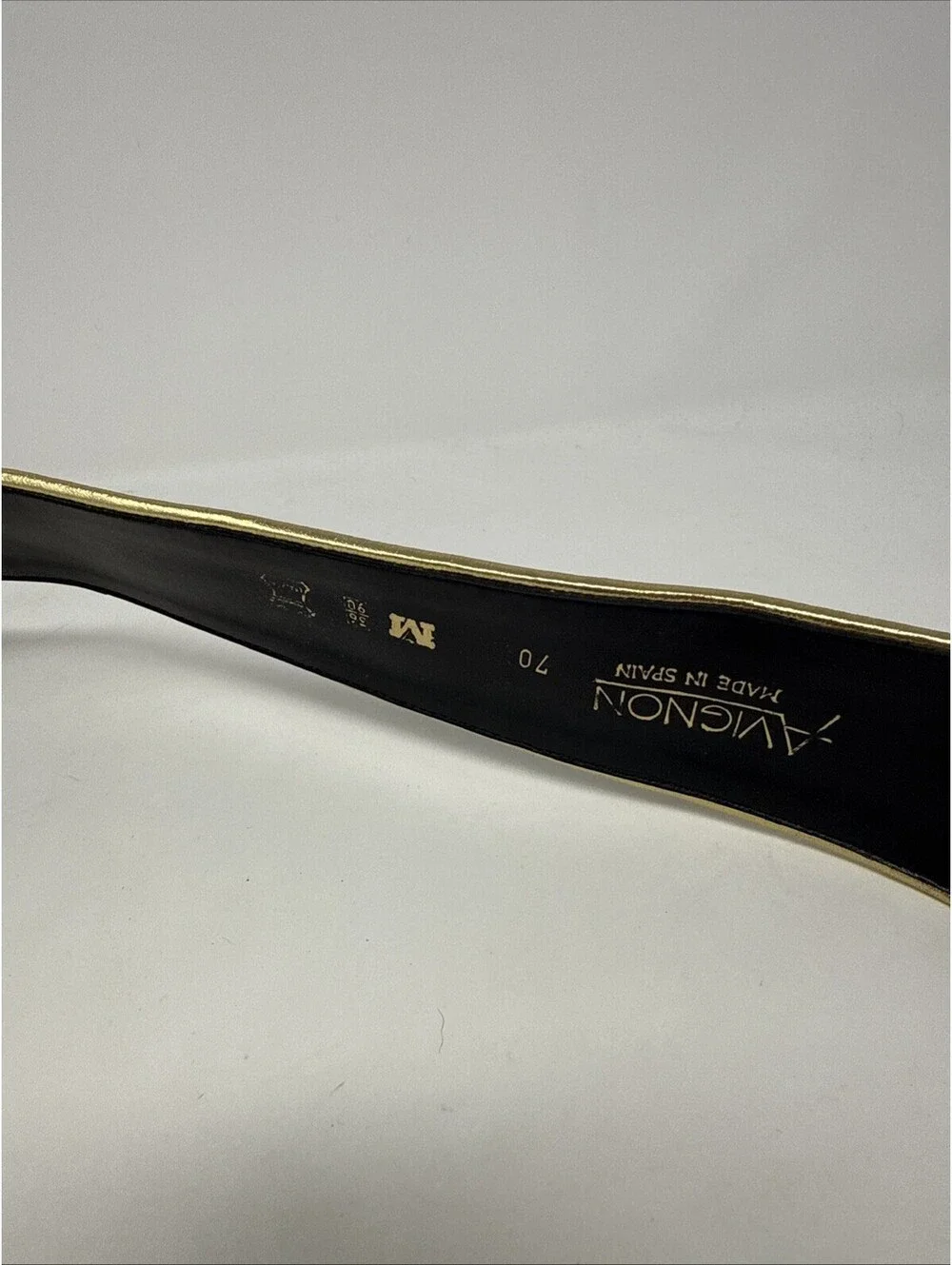 Vintage Avignon Gold Buckle Black Belt